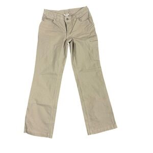 Duluth Trading Co Womens Khaki Cargo Pants Size 4x31 Cotton Spandex Zip‎ Pocket